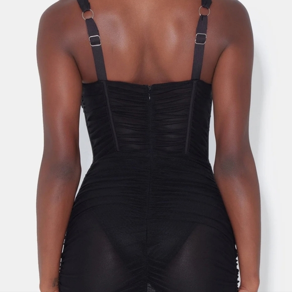 NWOT Leau Mesh Bodycon Corset Mini Dress Black Size Medium - Picture 3 of 10